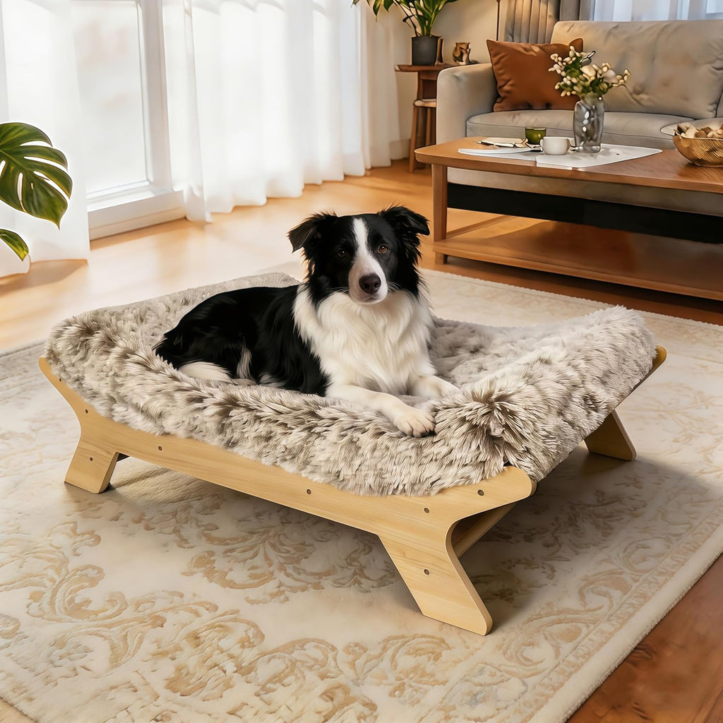 Large Size Elevated Dog Bed, Natural Finish Raised Dog Bed