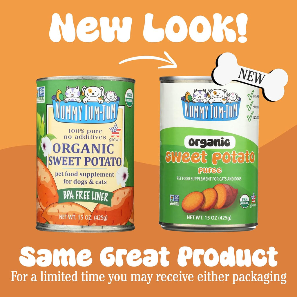 Nummy Tum Tum Organic Sweet Potato Puree For Pets, 15 Oz (Pack of 12)