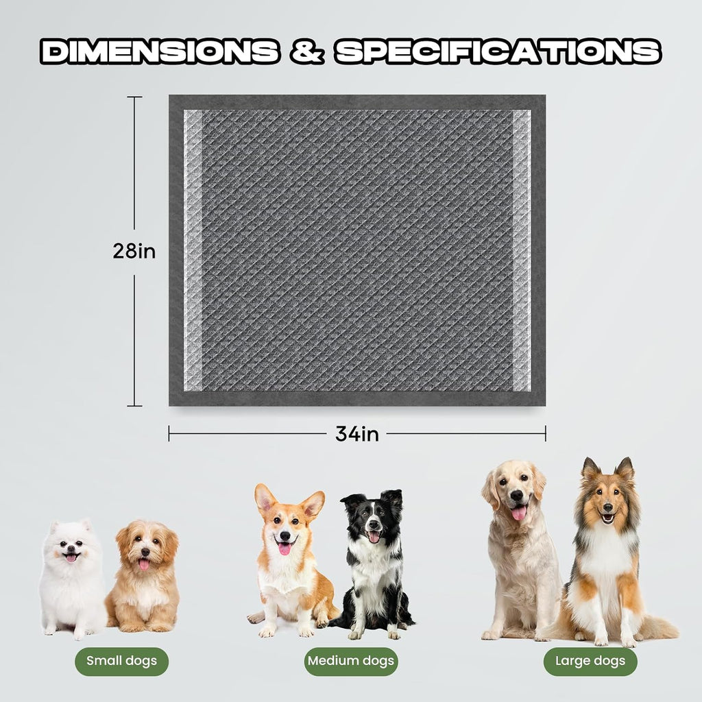 Charcoal Puppy Pads X-Large 28"x34" 60 Count with Adhesive Tabs