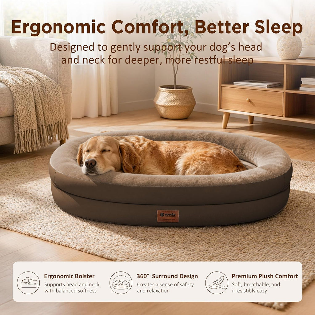 Waterproof Orthopedic Dog Bed for Extra Large Dogs, Coffee
