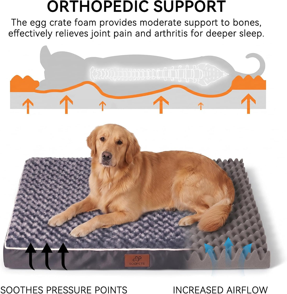 WESTERN HOME WH Orthopedic Dog Bed for Jumbo Dog Washable Pet Bed, 54in