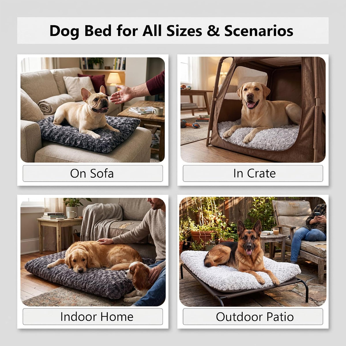Washable Orthopedic Dog Bed Medium Size Dog Crate Bed Mat 36" Gray
