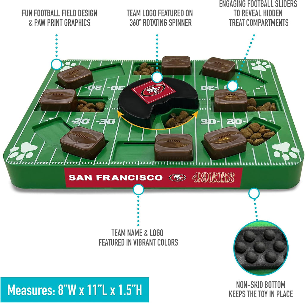 Pets First NFL San Francisco 49ers Puzzle Toy for Dogs, Slow Feeder Board for Pets, Interactive Doggie Treat Toy