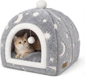 Glow in the Dark Cat Cave Bed, 2-in-1 Foldable Indoor Cat Tent Cat House