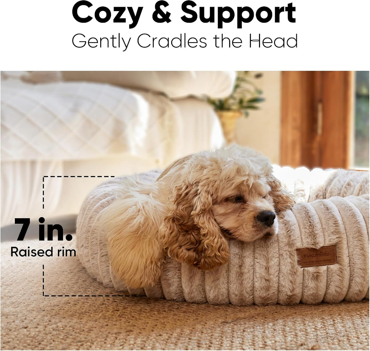 FUKUMARU Dog Bed, 30" Orthopedic Dog Beds for Medium Dogs, Donut Cat Beds