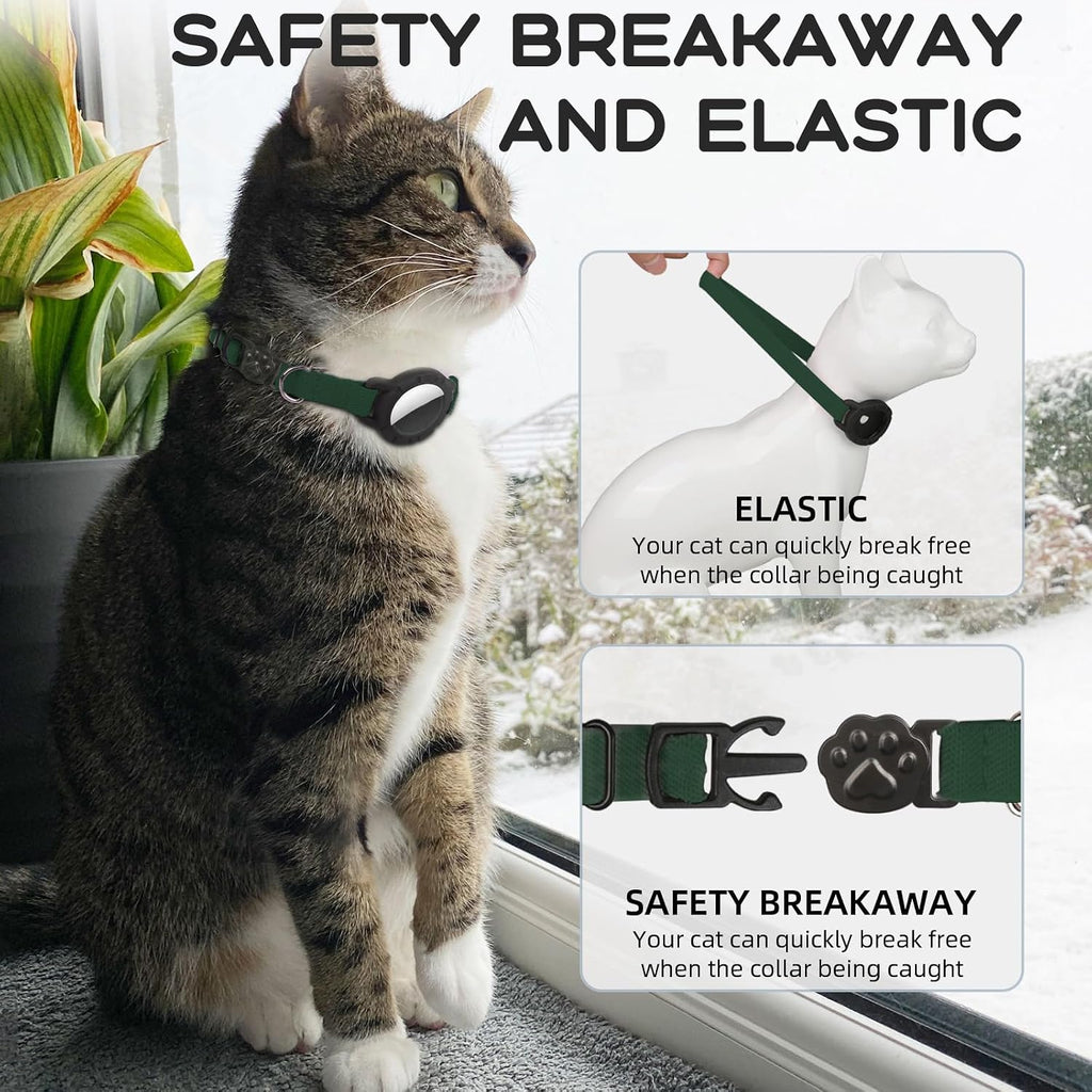 AirTag Cat Collars, Stretchy Collar with AirTag Holder and Bell