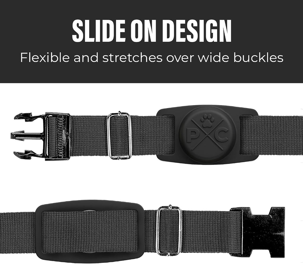 Pup Culture Compatible with AirTag Dog Collar Holder | Durable Protective Case to Help Track Your Pup | for Dog & Cat Collars - Navy/Black 2 Pack