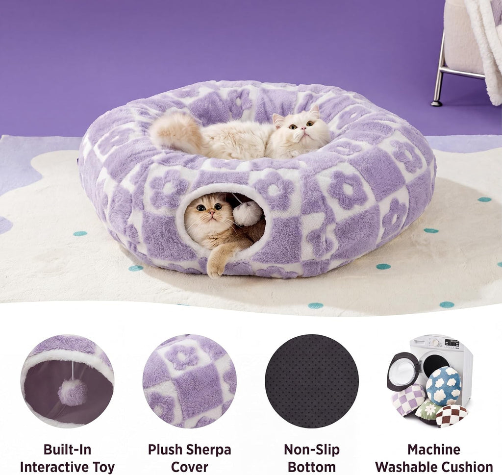 Lesure Donut Cute Jacquard Cat Tunnel Bed Kitten Toys for Puppy Bunny