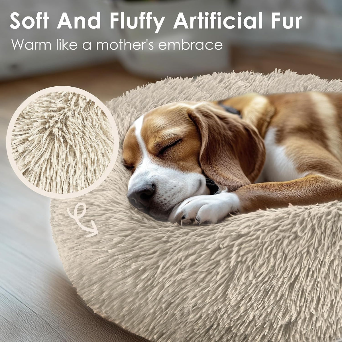 Dog Beds Large Sized Dog and Cats, 32in Pet Beds for Large Pet (Light Brown)