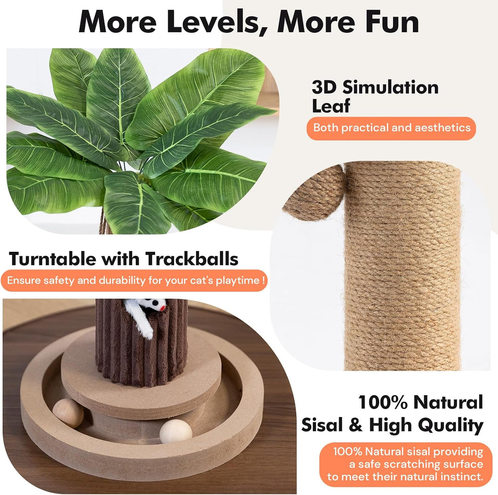 Woochpet 35"Cat Scratching Posts For Indoor Cat,Cat Scratcher With Cat Toys
