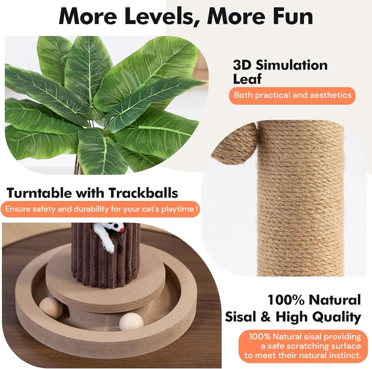 Woochpet 35"Cat Scratching Posts For Indoor Cat,Cat Scratcher With Cat Toys
