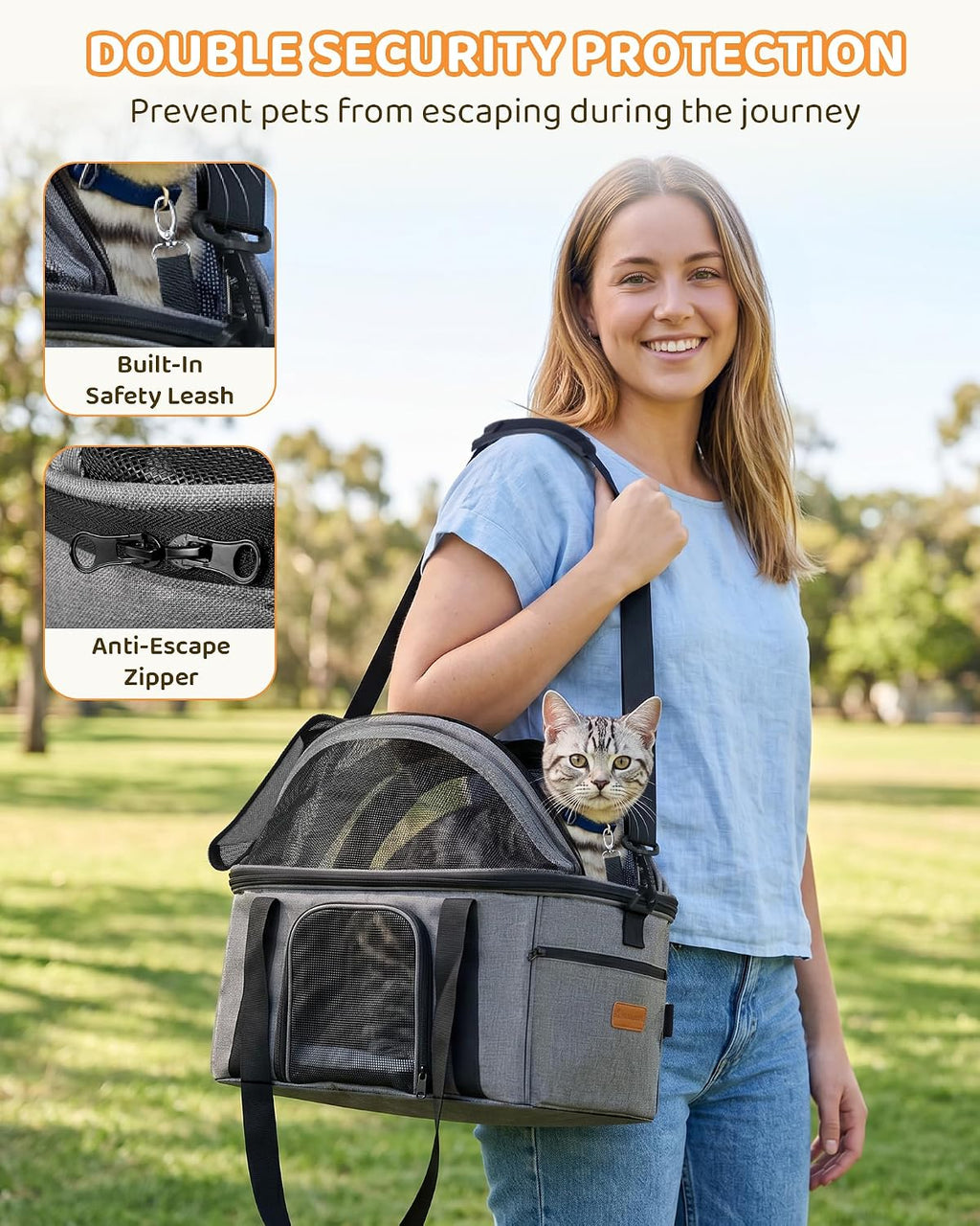 BurgeonNest Top-Expandable Cat Carrier with Full-Open Canopy, Up to 15 lbs
