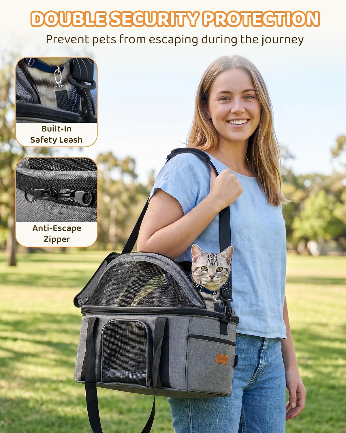 BurgeonNest Top-Expandable Cat Carrier with Full-Open Canopy, Up to 15 lbs