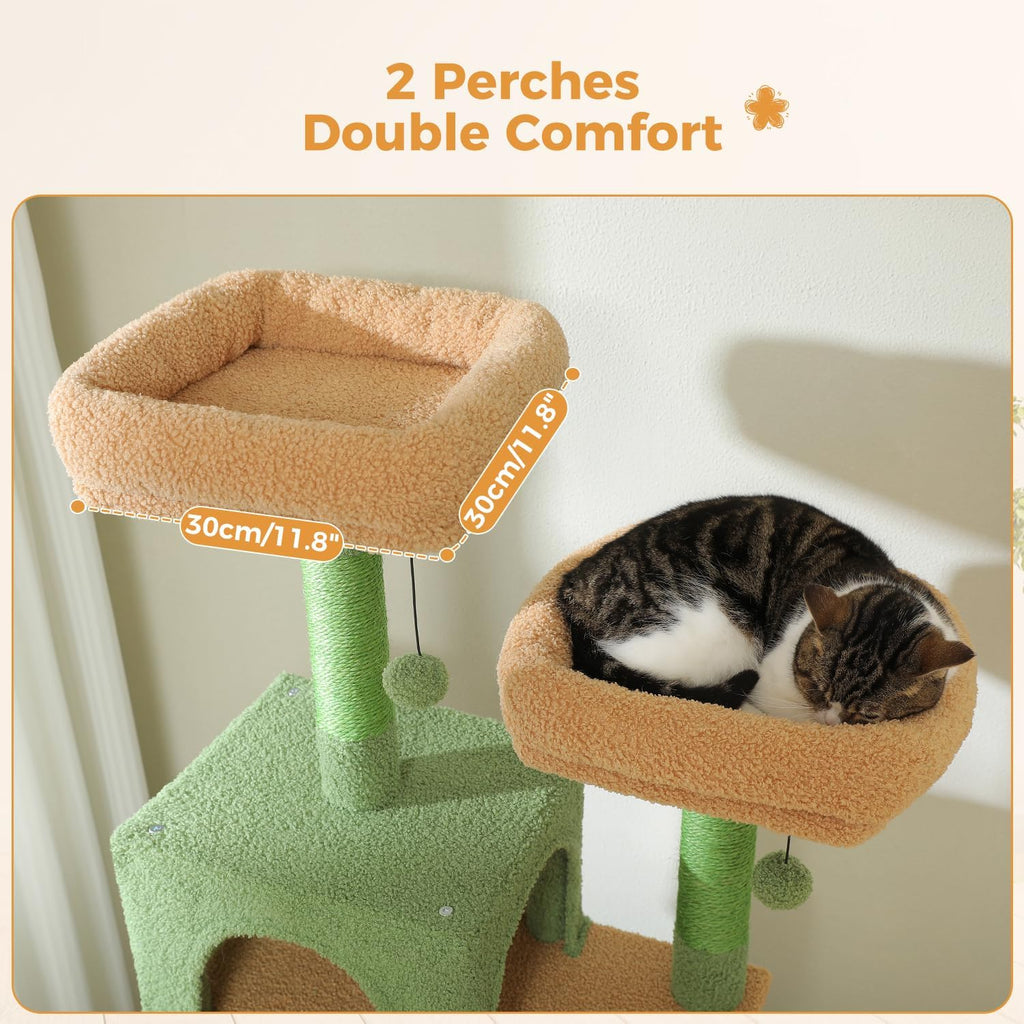 PAWZ Road 72" Cactus Cat Tree Tall Tower with Hammock&Condo for Large Cats