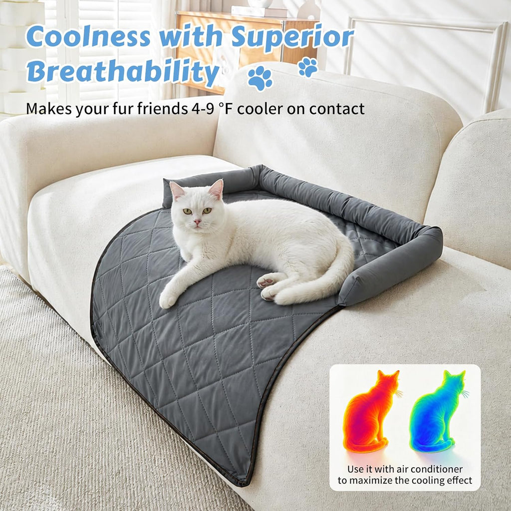 Cooling Dog Bed Mats with Neck & Head Support, 31.5 x 23.62 inch Grey