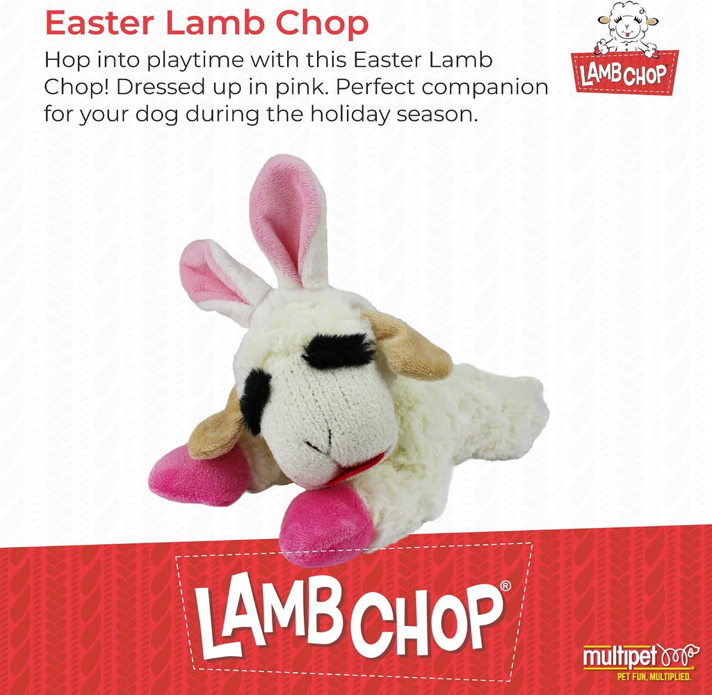 Multipet Lamb Chop Dog Plush Toy with Easter Bunny Ears