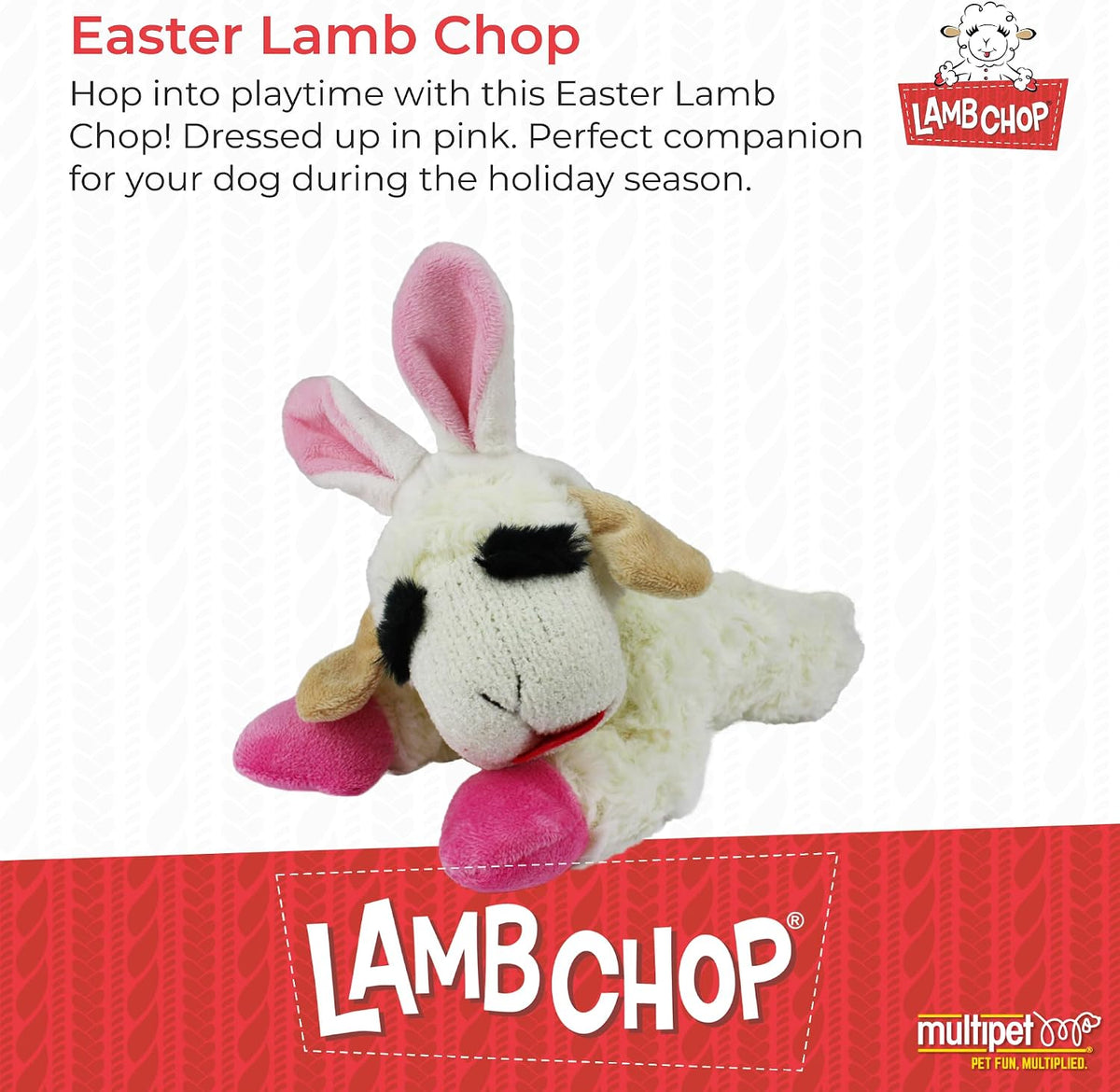 Multipet Lamb Chop Dog Plush Toy with Easter Bunny Ears