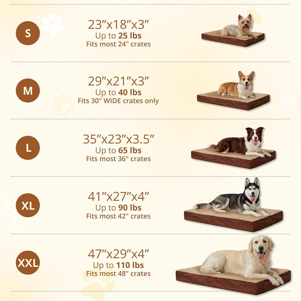 EGOHOME Comfort Orthopedic Egg-Crate Foam Flat Dog Bed, Brown, 29x21