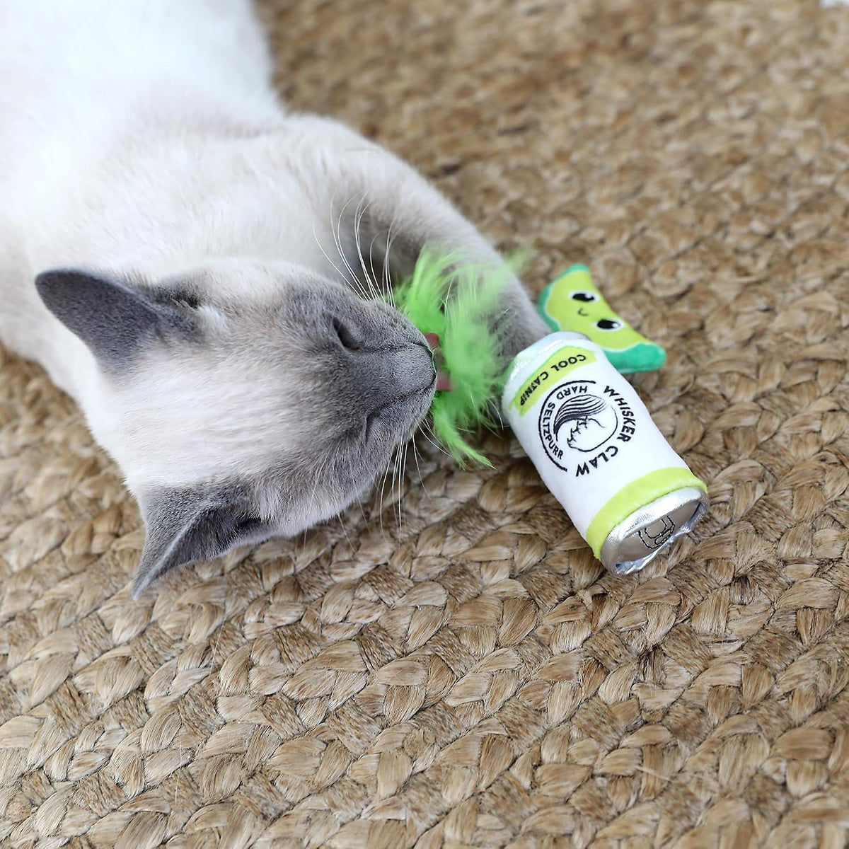 Quirky Kitty Whisker Claw and Lime Catnip Crinkle Plush Cat Toy, Pack of 2