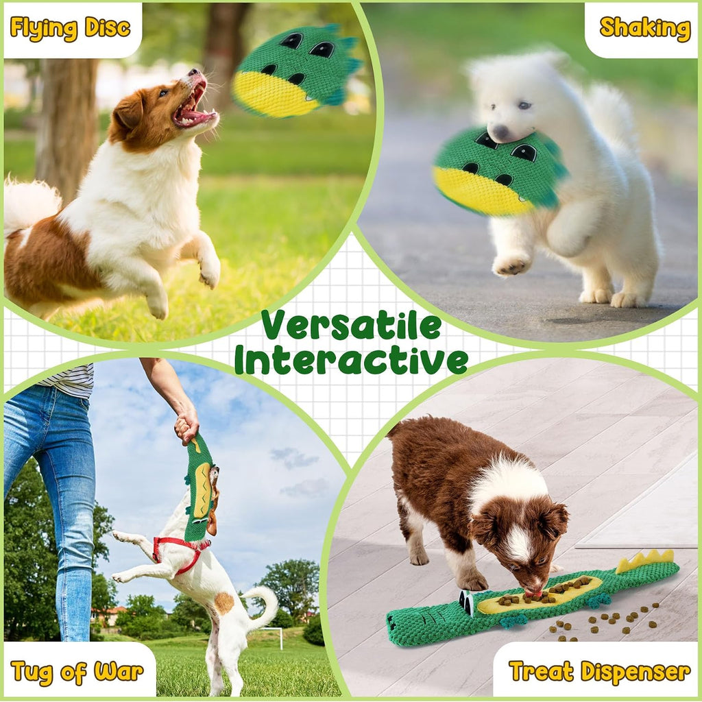 XIUGOAL Squeaky Dog Toys, 2 Pack No Stuffing Puppy Chew Toys, Crocodile