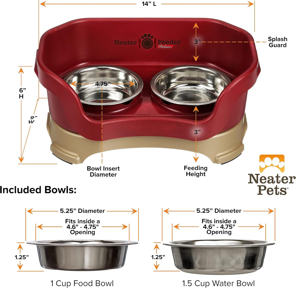 Neater Pet Brands Feeder Deluxe for Cats - Cranberry (200) 
