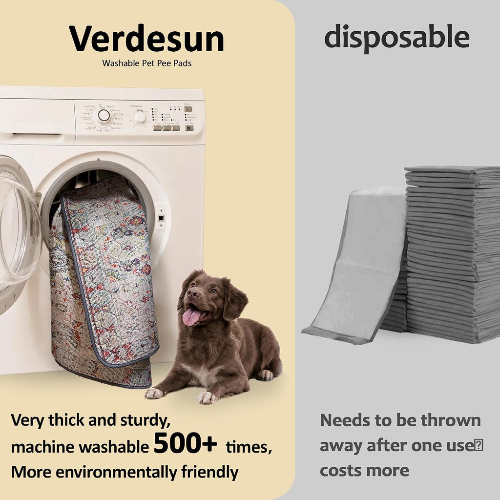 Washable Pee Pads for Dogs 24"x36" 2 Pack Reusable Puppy Potty Pad | Super Absorbent Waterproof NonSlip LeakProof Crate&Playpen Floor Mat for Cats, Rabbits, Guinea Pigs, Whelping & Housebreaking