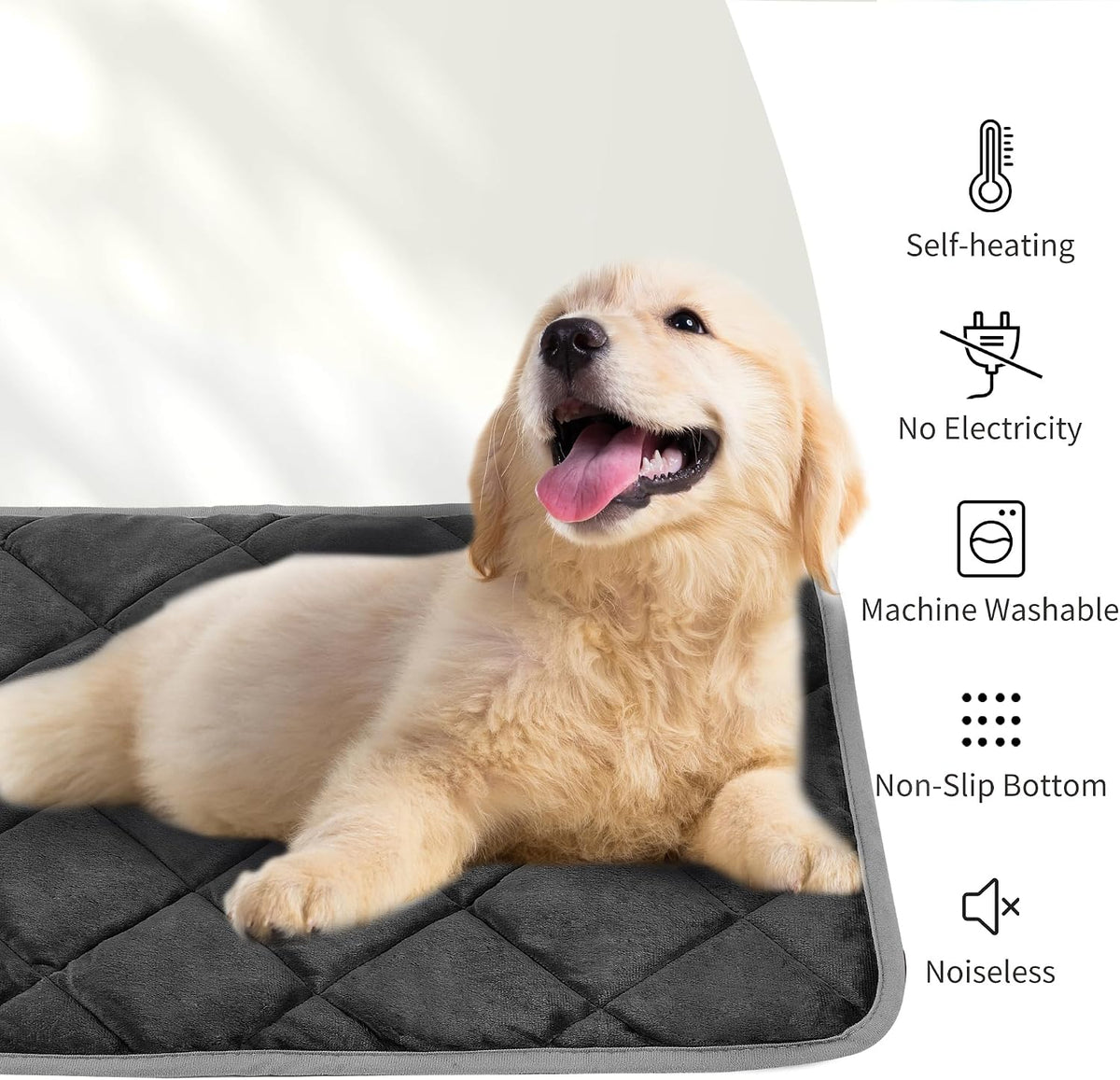 NWK Self Warming Thermal Pet Mat for Dogs and Cats (Black, X-Large)
