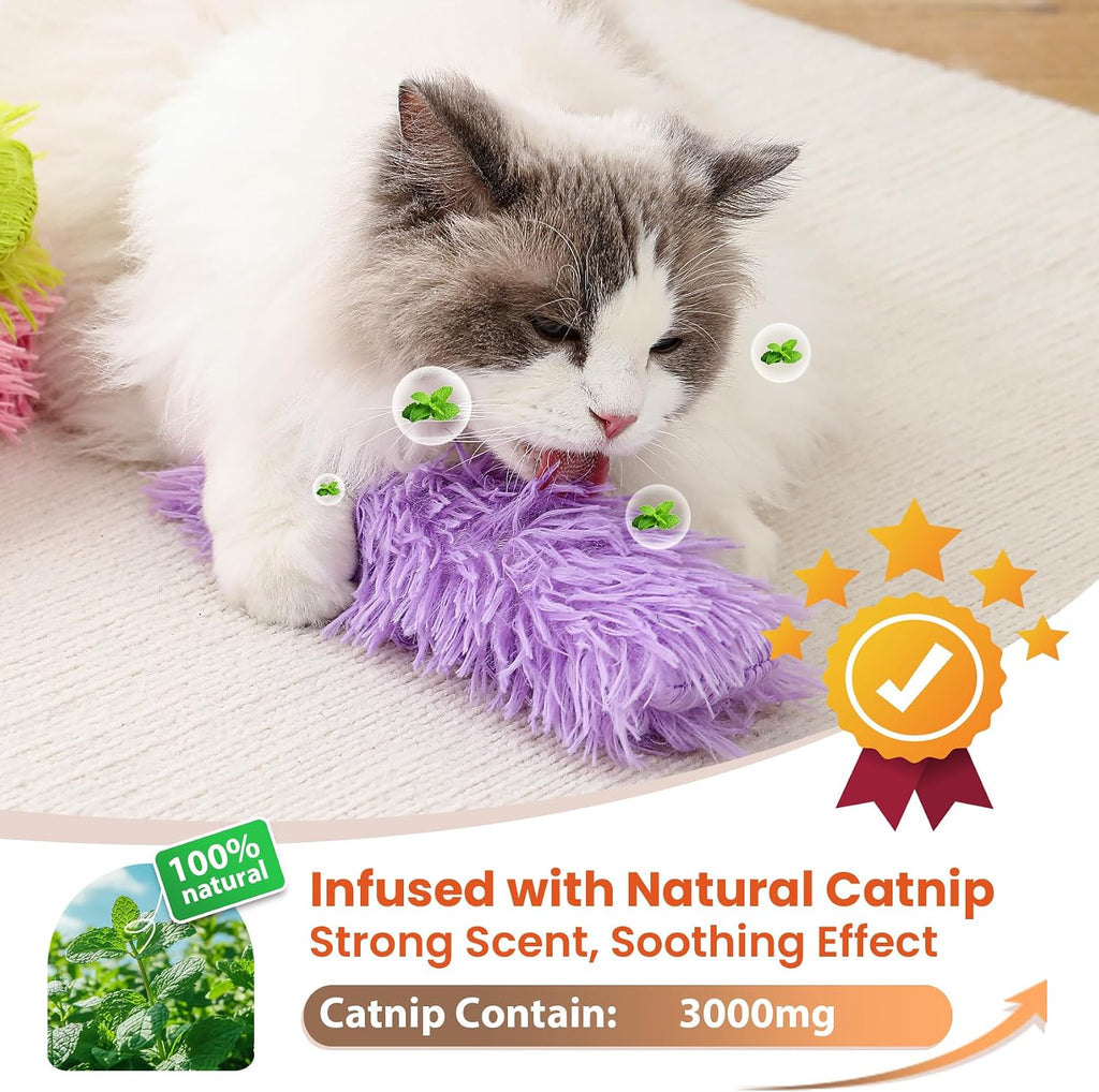 Cat Toys, 3 Pack Crinkle Catnip Pillow Toys for Indoor Cats