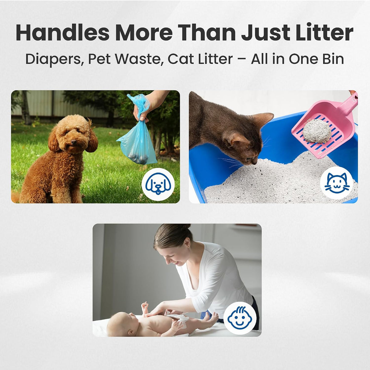 Neakasa XL Cat Litter Disposal Bin with 4-Months Supply Refill Bags (Grey)