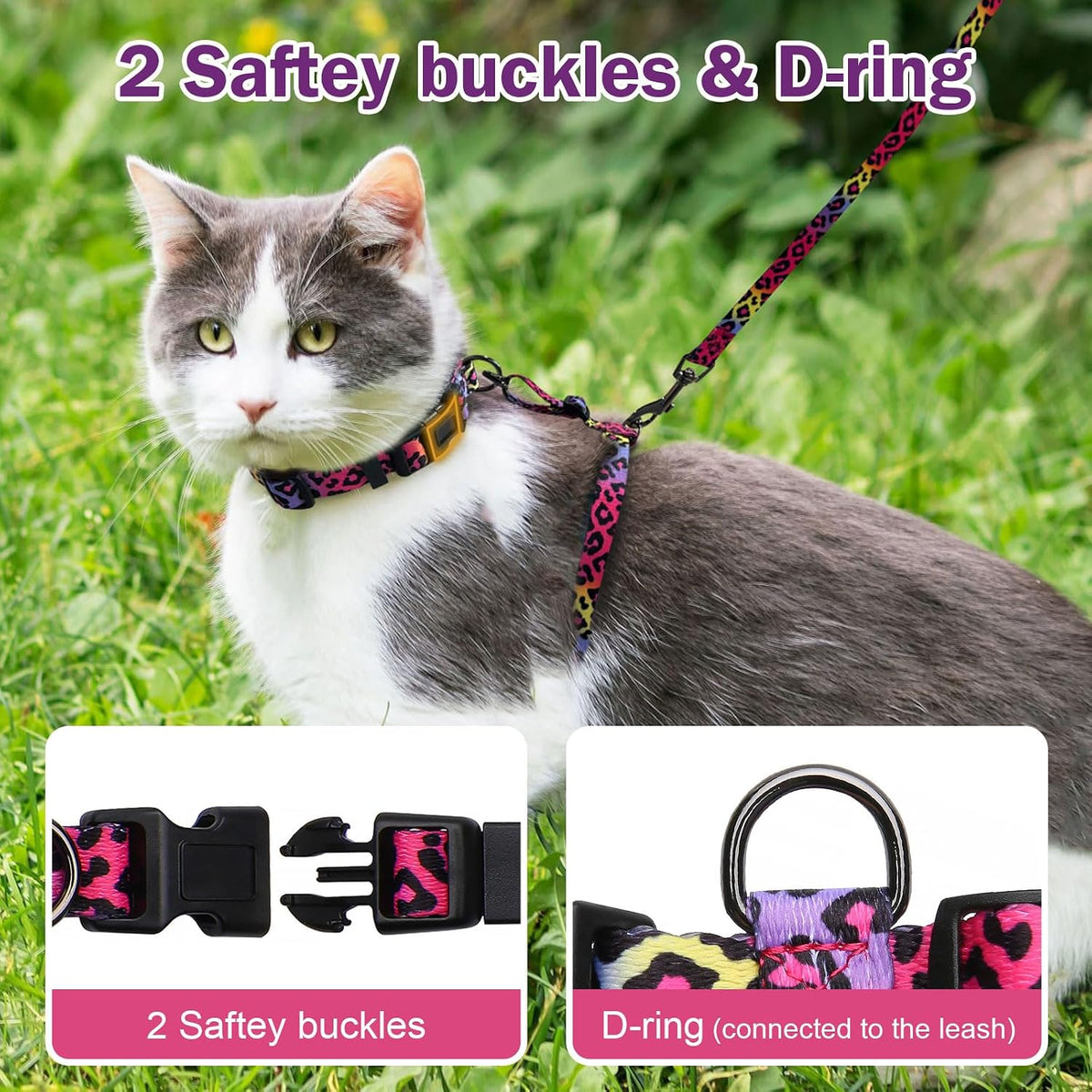 Hikiko Escape-Proof Cat Harness and Leash Set for Walking
