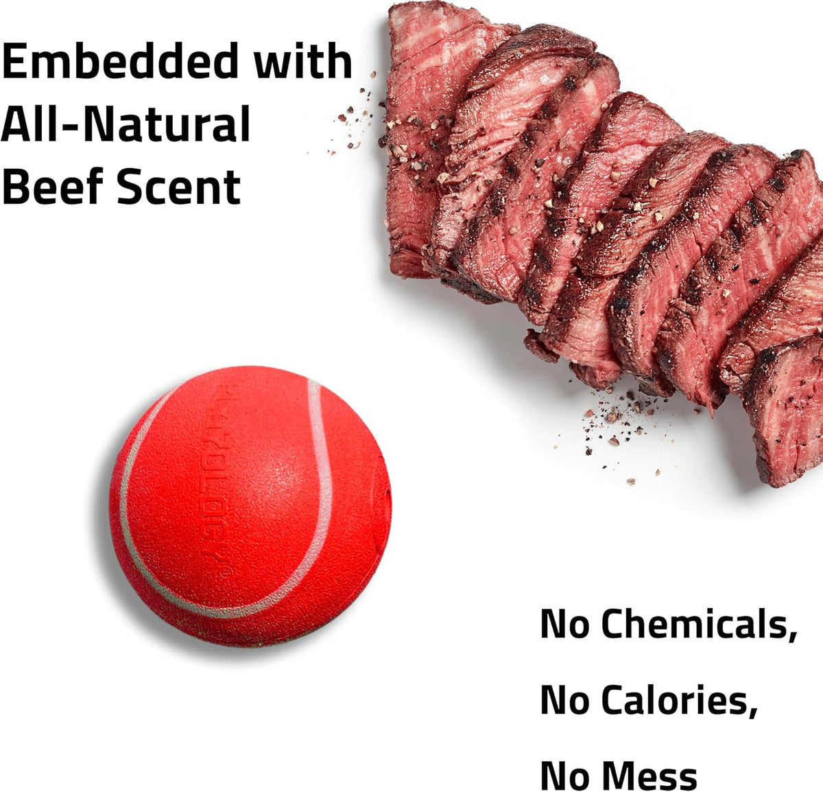 Playology Squeaky Chew Ball Dog Toy - Small, Beef Scent, 3-Pack