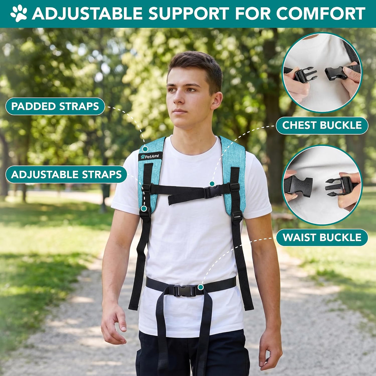 PetAmi Expandable Dog Cat Backpack Carrier, Airline Approved, Teal Blue