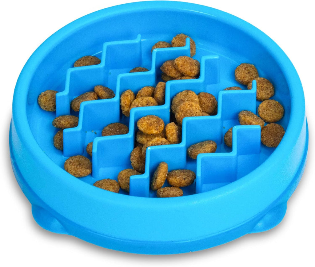 Catstages Kitty Slow Feeder Bowl for Cats & Kittens, 3/4 Cup, Blue, 5"