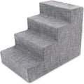 Best Pet Supplies Dog Stairs & Steps - Foam Steps for Small Dogs & Cats, Non-Slip Indoor Balanced Pet Step Support, Dog Ramp, No Assembly, Ash Gray Linen, 4-Step (18-inch Height)