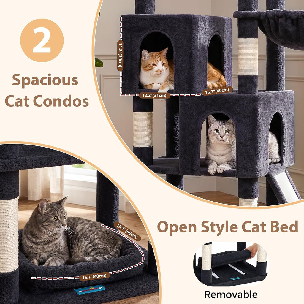 Gitelsnour 74.4'' Cat Tree Tower for Large Cats with Removable Bed, GCT803G
