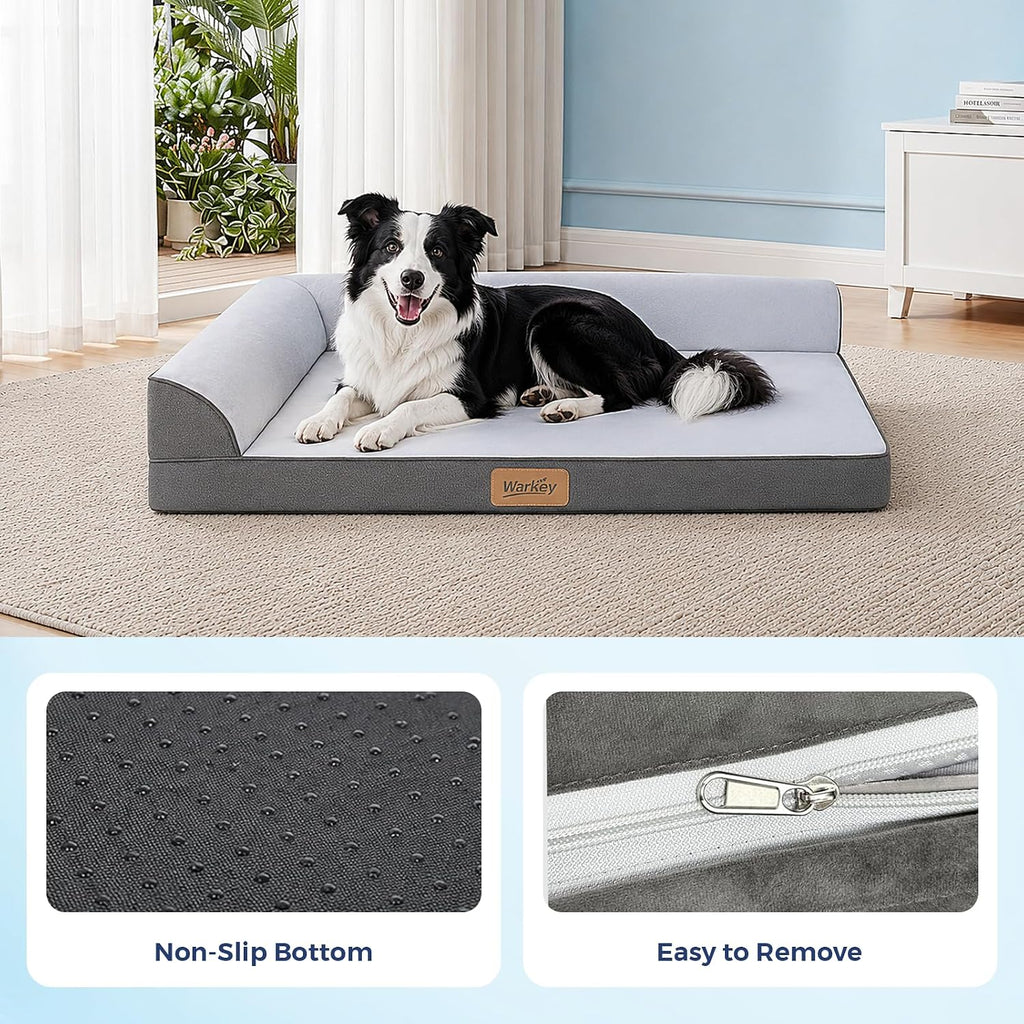 Cooling Dog Bed for Large Dogs, Orthopedic Dog Bed with Cooling Gel Mat, Removable Washable Cover, Waterproof Lining, Non-Slip Bottom, Summer Pet Bed for Sleeping, Size:40"*32"*8"