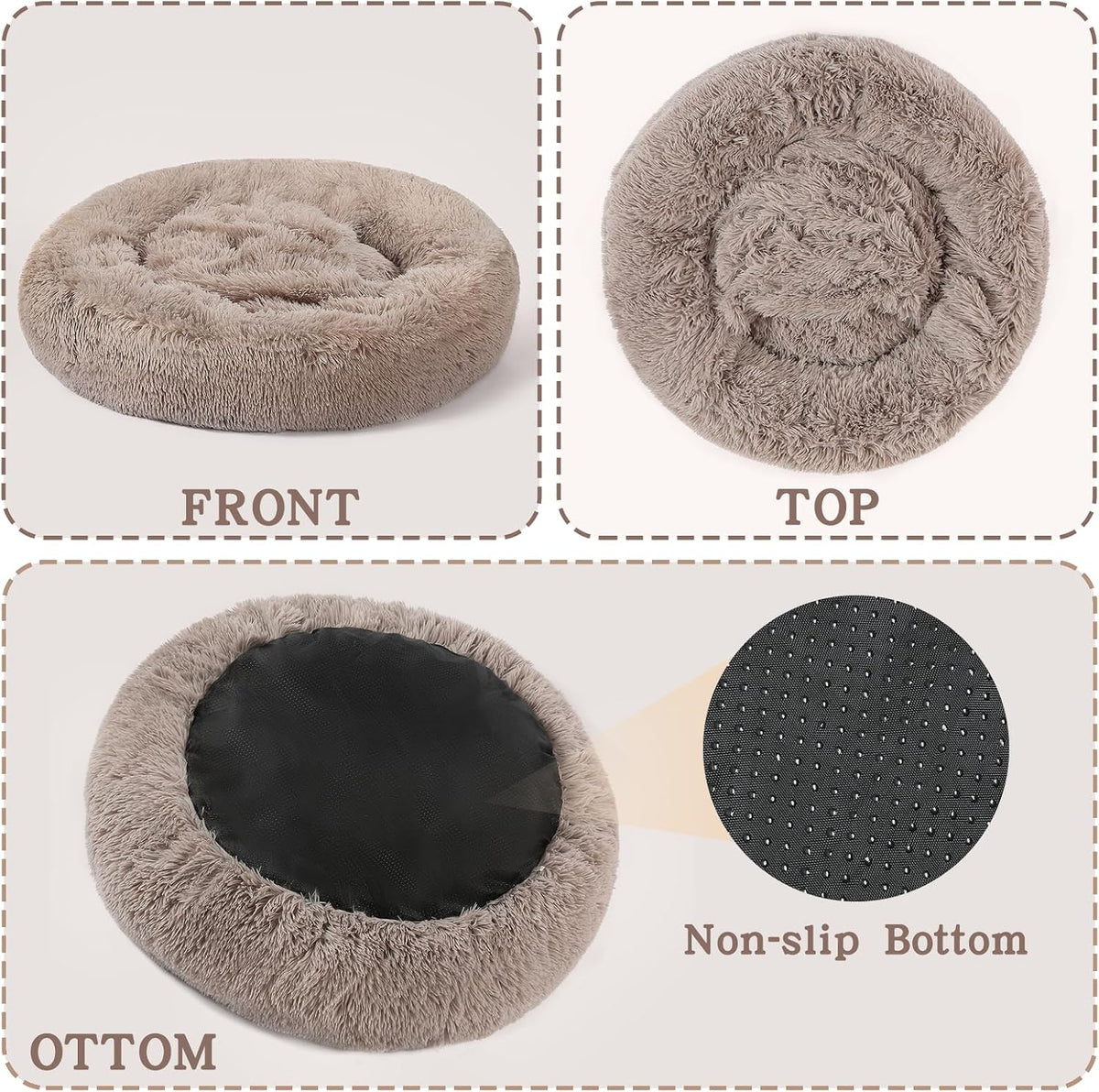 NOYAL Calming Donut Dog Bed, Hooded Cave with Blanket