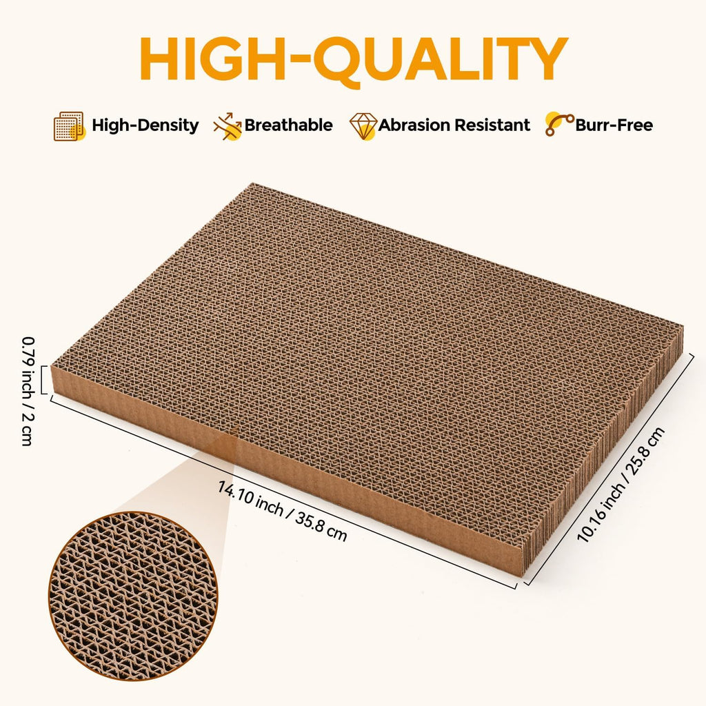 AUSCAT Cat Scratcher Box with 6PCS Cat Scratching Board, Cardboard Cat Scratchers for Indoor Cats, Reversible Cat Scratch Pads for Small Medium Kittens, 14.6" L x 10.7" W x 5.2" H