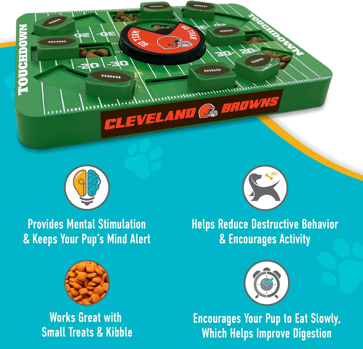 Pets First NFL Cleveland Browns Large Puzzle Toy for Dogs, Slow Feeder Board for Pets, New Bigger Size, Interactive Doggie Treat Toy
