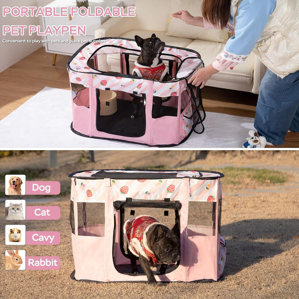 XRG Foldable Pet Playpen,Indoor Cat cage Puppy Crates M(31.5"x23.6"x21.7")