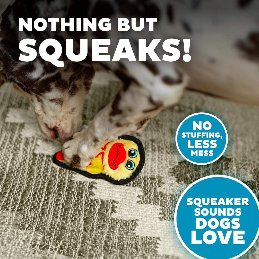 Outward Hound Durablez Minis Tough Chew Plush Squeaky Dog Toy, Duck, 6" | Durable for Rowdy Play, No Stuffing, Less Mess, Fetch & Toss, Jumbo Squeaker, Tough Chewers, Extra Small Dogs & Puppies