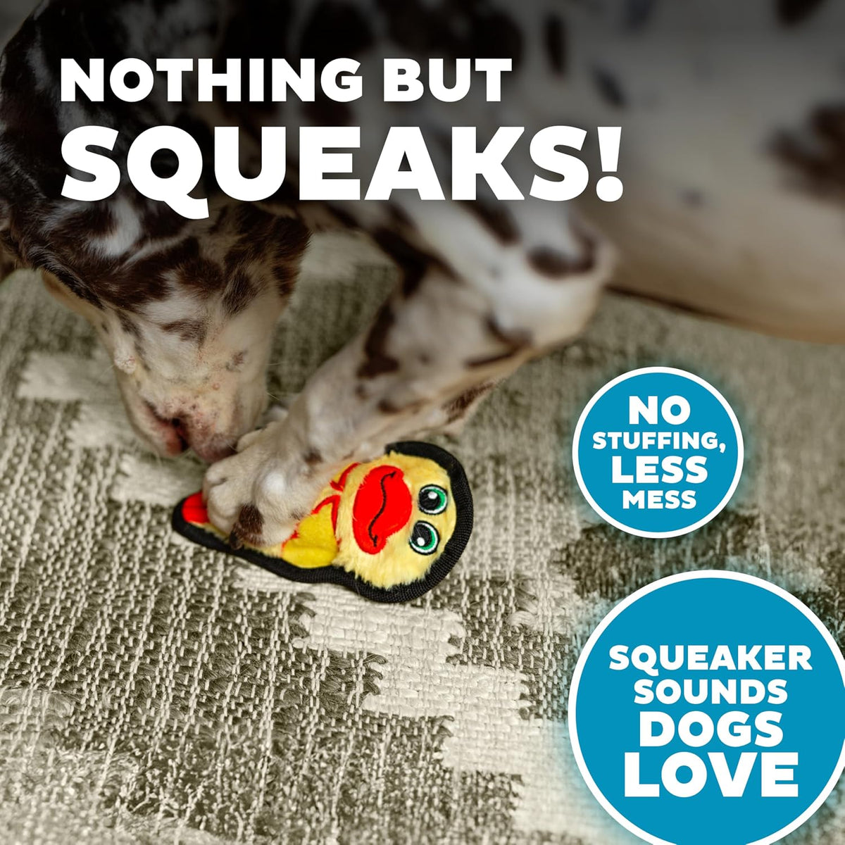 Outward Hound Durablez Minis Tough Chew Plush Squeaky Dog Toy, Duck, 6" | Durable for Rowdy Play, No Stuffing, Less Mess, Fetch & Toss, Jumbo Squeaker, Tough Chewers, Extra Small Dogs & Puppies