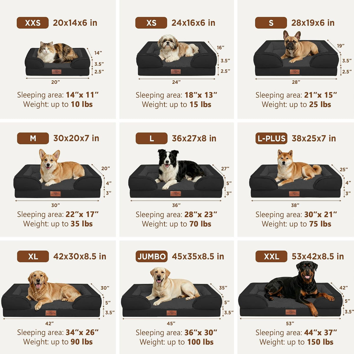 Comfort Expression Waterproof Orthopedic Dog Bed for Medium Size Dog