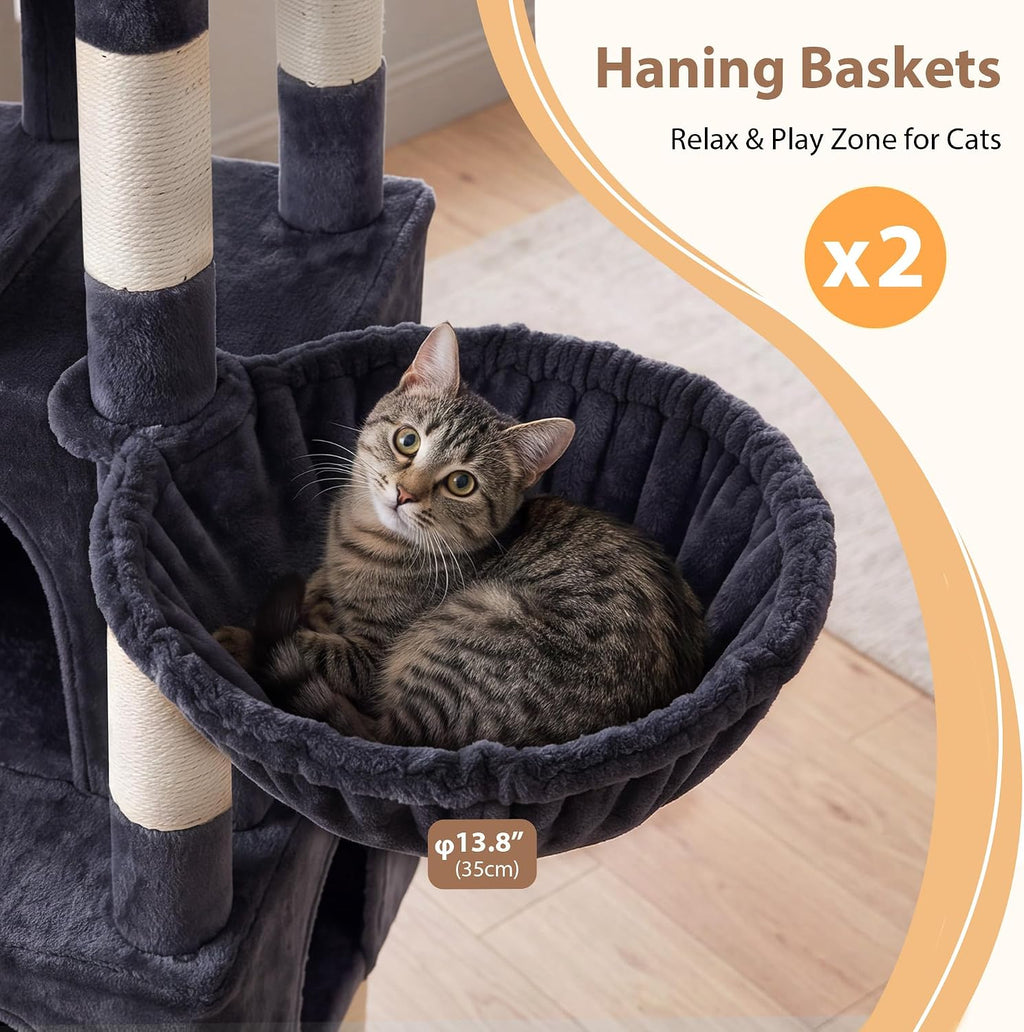Gitelsnour 78.7'' Cat Tree Tower, 4 Cat Condos for Mutiple Cats, GCT809G