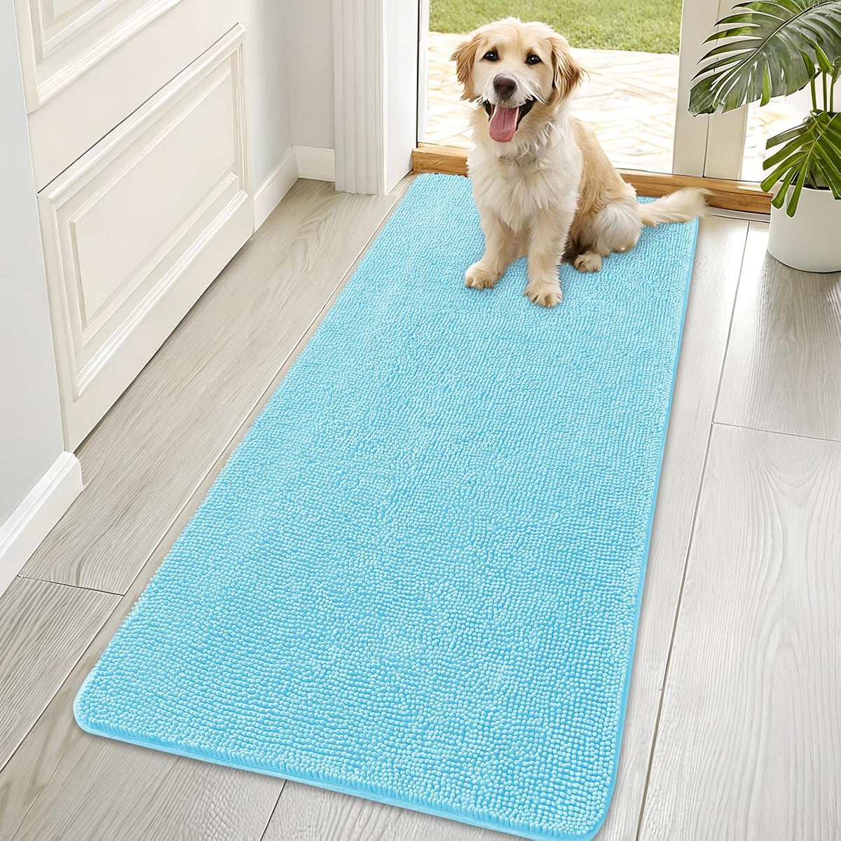 OLANLY Dog Door Mat for Muddy Paws 70x35, Super Absorbent Chenille Mud Mat