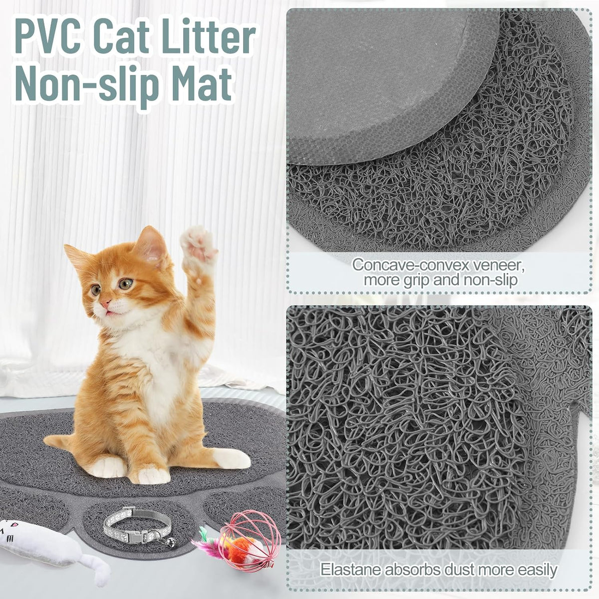 Tioncy 7 Pcs Kitten Litter Box Starter Kit, Enclosed with Shovel, Gray