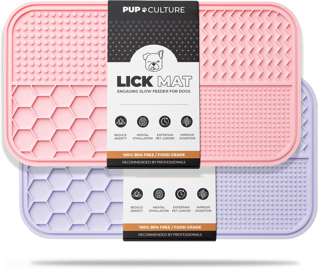 Pup Culture Dog Lick Mat for Dogs (2 Pack), Feeding Pad for Anxious Pets Plus 4 Different Puzzles for Mental Stimulation for Dogs - Supports Mental, Dental, and Digestive Health - Heavy Duty