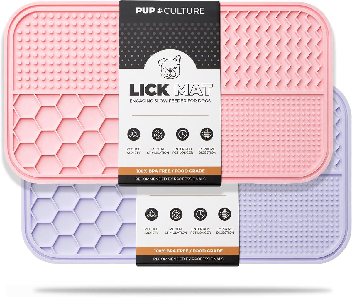 Pup Culture Dog Lick Mat for Dogs (2 Pack), Feeding Pad for Anxious Pets Plus 4 Different Puzzles for Mental Stimulation for Dogs - Supports Mental, Dental, and Digestive Health - Heavy Duty