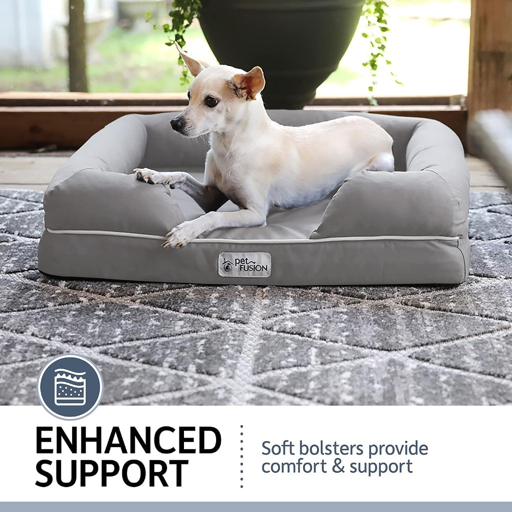 PetFusion Ultimate Dog Bed, Orthopedic Memory Foam, Multiple Sizes/Colors, Medium Firmness Pillow, Waterproof Liner, YKK Zippers, Breathable 35% Cotton Cover,1yr. Warranty, Small (25x20"), Sandstone