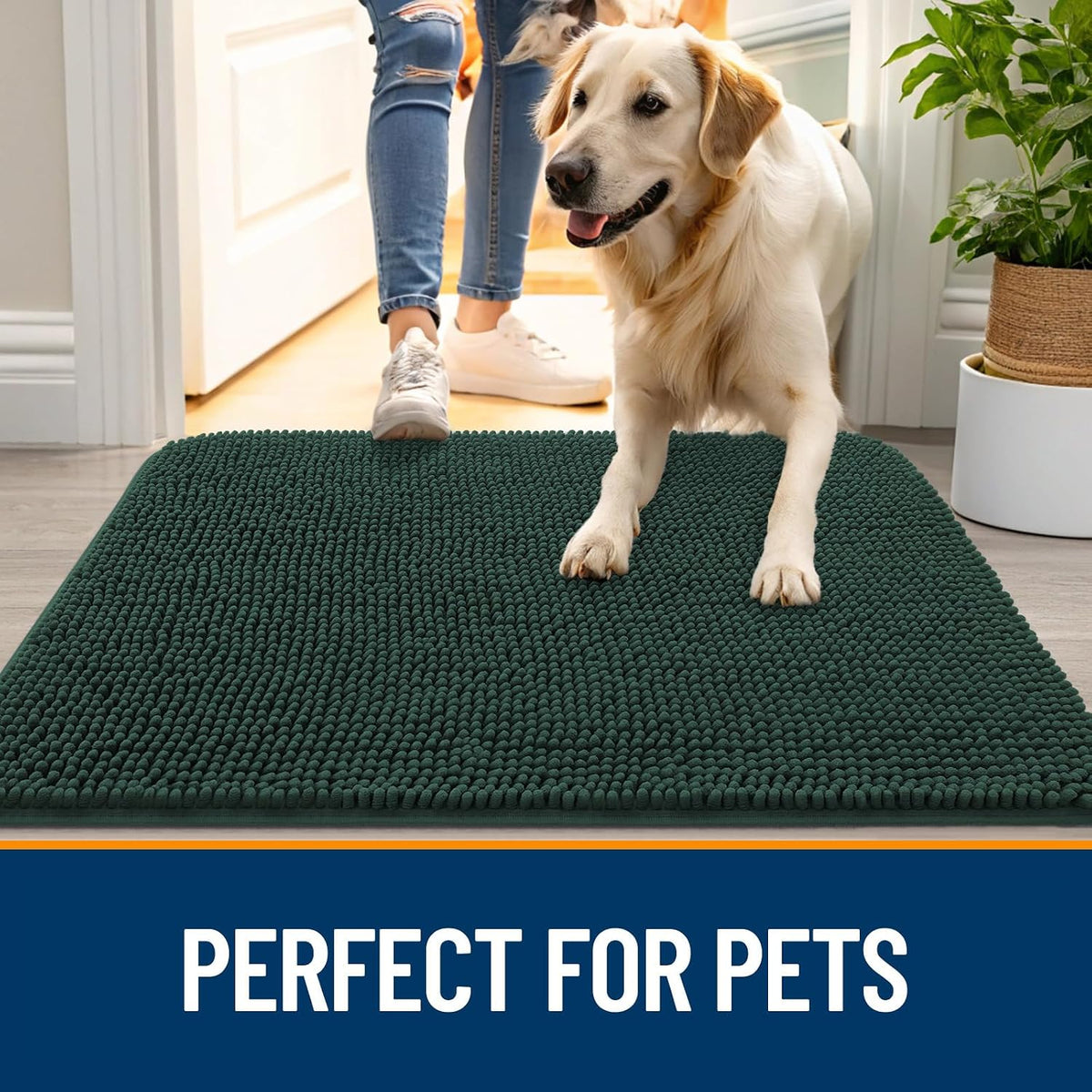 OLANLY Dog Door Mat for Muddy Paws 54x24, Super Absorbent Chenille Mud Mat